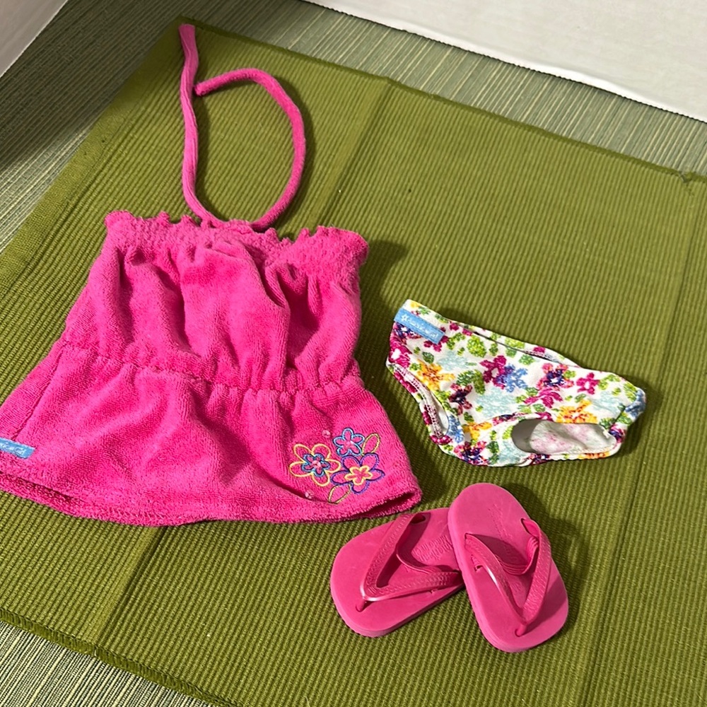 2014 American Girl floral swim outfit Pink HalterTop Sandals swim bottoms